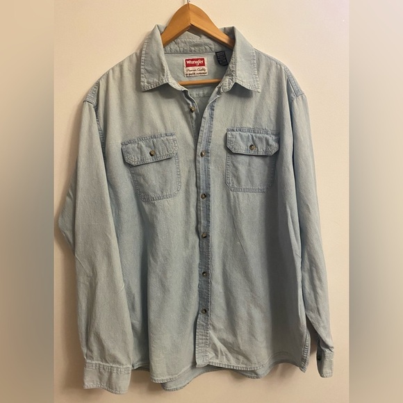Wrangler Men’s Shirt XL Blue Button Down - Picture 2 of 7